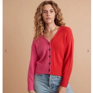 Marine Layer Color Block Cardigan Merino Wool Blend Size XS